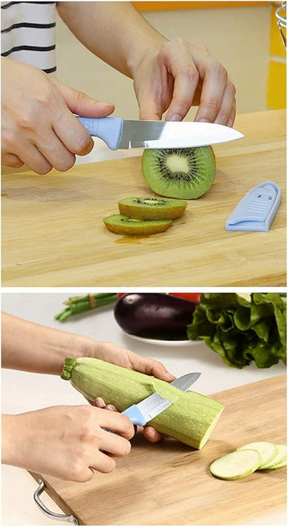 Kitchen Scissors Set, 3 Pieces, Very Sharp Small Paring Knife, Vegetable Peeler, Stainless Steel Kitchen Scissors , 3 Pieces, Blue