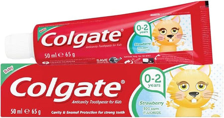 Colgate Anti-Cavity Toothpaste for Kids Strawberry Flavor (0-2 Years), 50ml