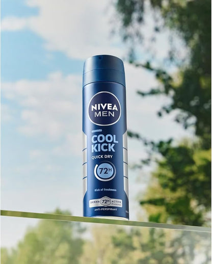 Nivea Men 48h Protection Cool Kick Fresh Scent Deodorant Spray for Men, 150ml