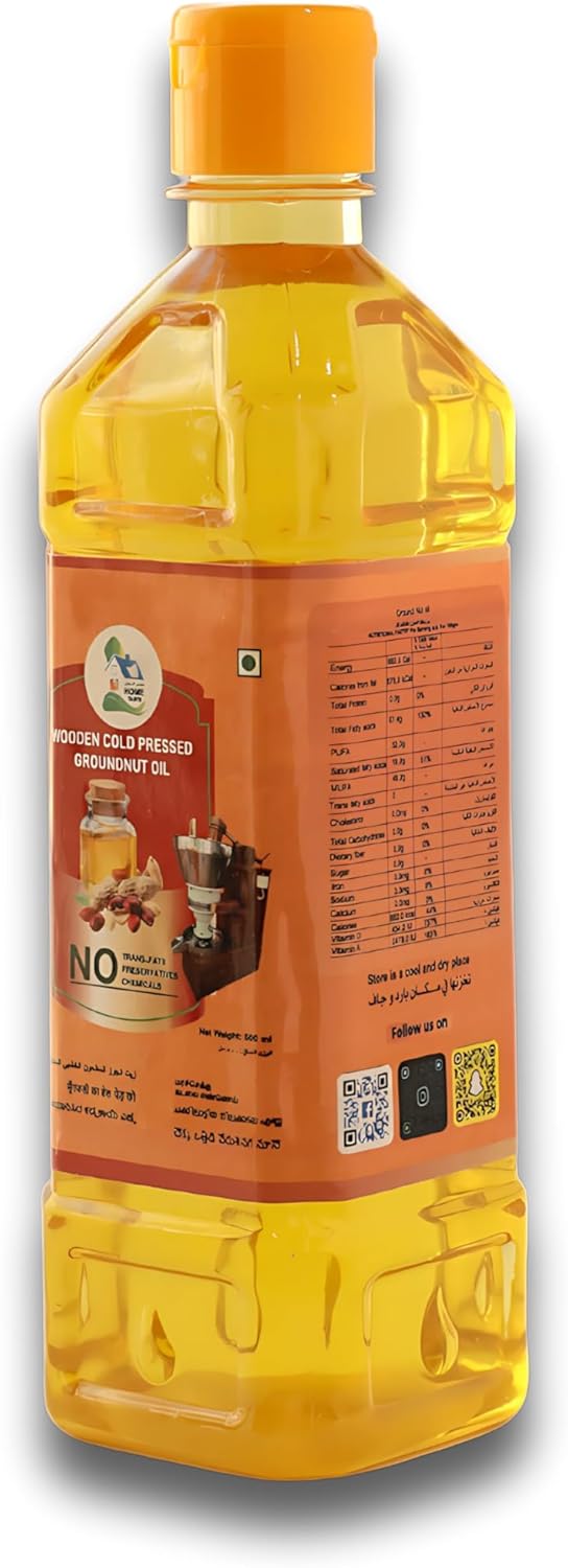Home Taste Wooden Cold Pressed Groundnut Oil, 500ml
