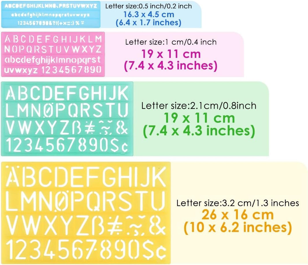 S.B.T Abc Stencil Set, 4 Pieces SS-404