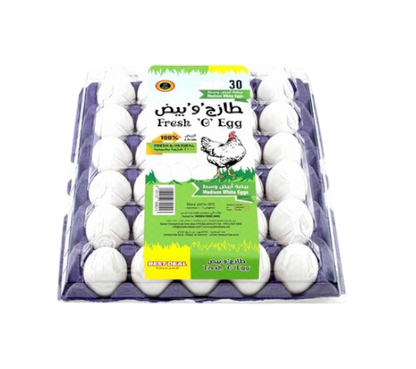 Fresh O Egg White Eggs Medium, 30 Pieces