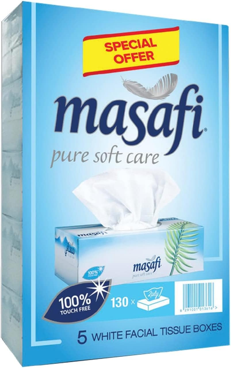 Masafi 2Ply White Tissue, 5x130 Sheets