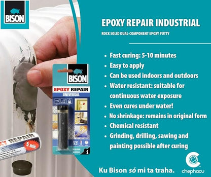 Bison Epoxy Repair Universal Putty 56 g, high strength 2 component adhesive and sealant – Sealing, Joining, Fixing and Building