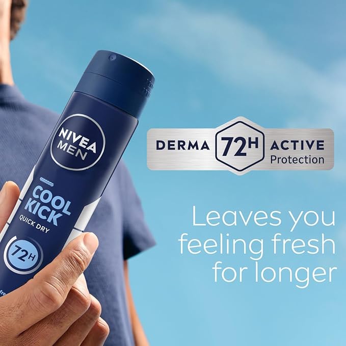 Nivea Men 48h Protection Cool Kick Fresh Scent Deodorant Spray for Men, 150ml
