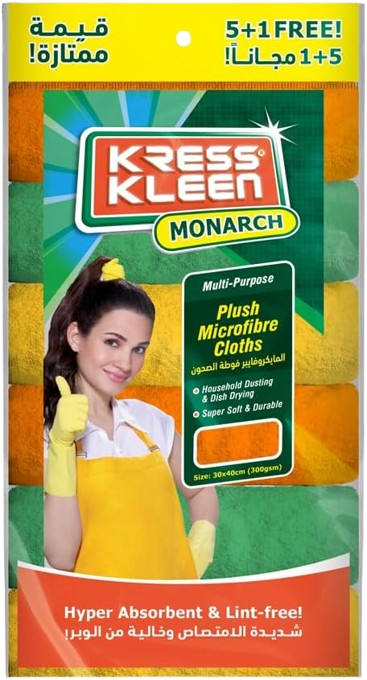 Kress Kleen Monarch Microfiber Cloth, 6 Pieces