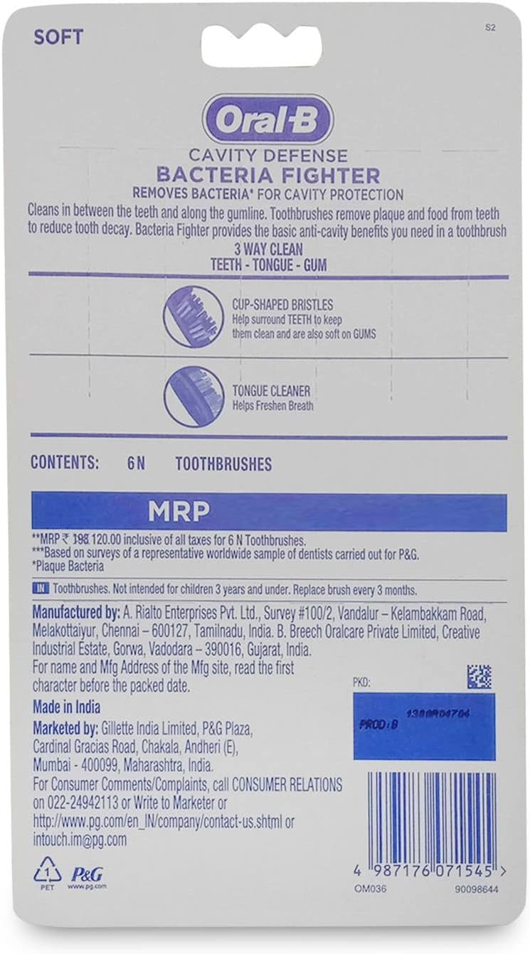 Oral-B Cavity Defense Toothbrush, 6 Pieces