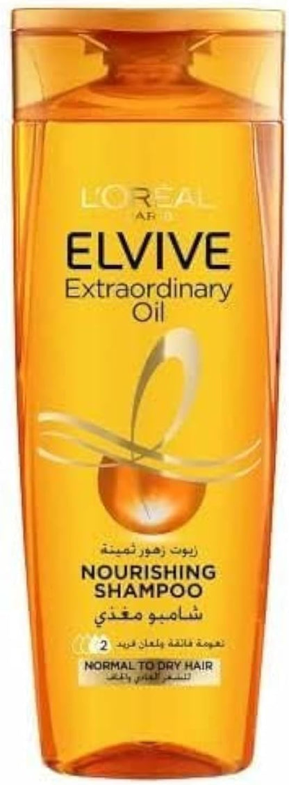 L'Oreal Elvive Extraordinary Oil Nourishing Shampoo with 6 Flower Oils for Normal to Dry Hair, 400ml