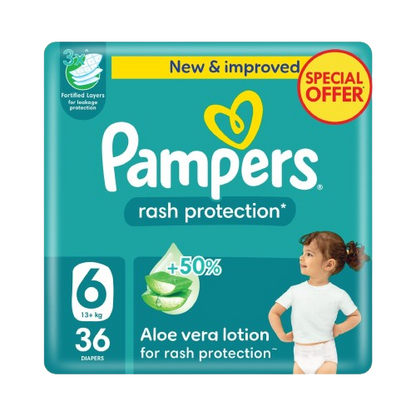 Pampers Rash Protection Taped Diapers, Size 5, 11-16kg, 36 Diapers