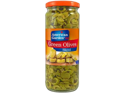 American Garden Sliced Green Olives, 450g