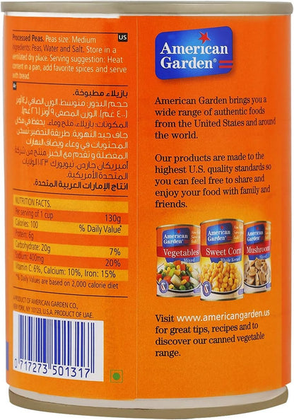 American Garden Processed Peas (Easy Open Lids), 400g