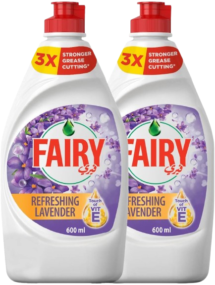 Fairy Refreshing Lavender Touch Of Vitamin E Dishwashing Liquid Value Pack, 2x600ml