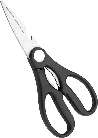Kitchen Scissor 3-in-1 – Multi-Purpose Stainless Steel Home & Kitchen Utility Shear for Chicken, Poultry, Fish, Meat, Vegetables, Herbs, Flowers - All-in-One Scissor, Nut Cracker & Opener