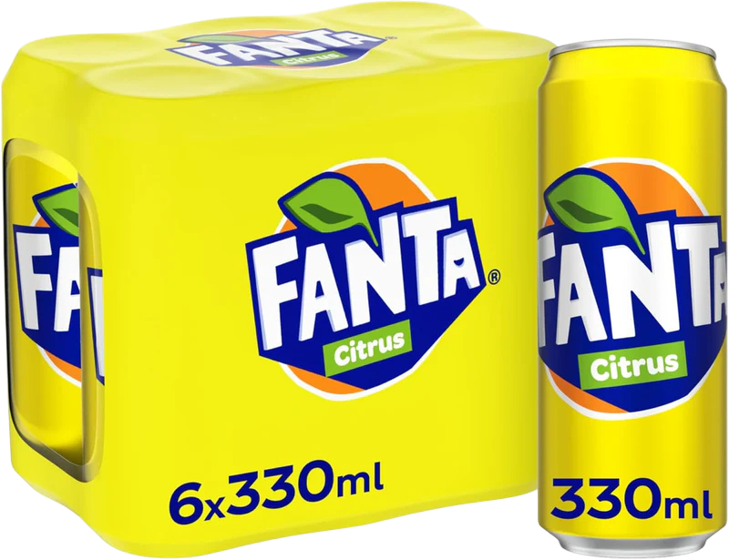 Fanta Citrus Carbonated Soft Drink Can, 330ml