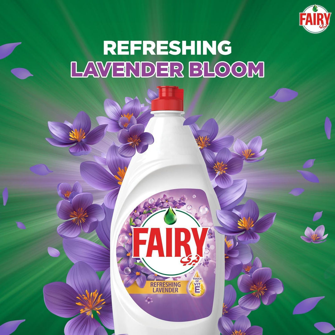 Fairy Refreshing Lavender Touch Of Vitamin E Dishwashing Liquid Value Pack, 2x600ml