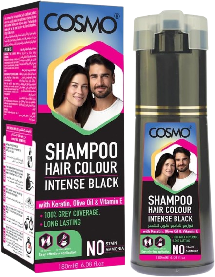 Cosmo Shampoo Hair Colour - Intense Black, 180ml