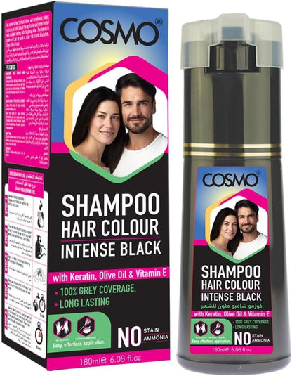 Cosmo Shampoo Hair Colour - Intense Black, 180ml