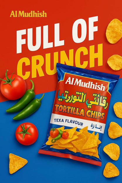 Al Mudhish Pizza Flavour Tortilla Chips, 100g