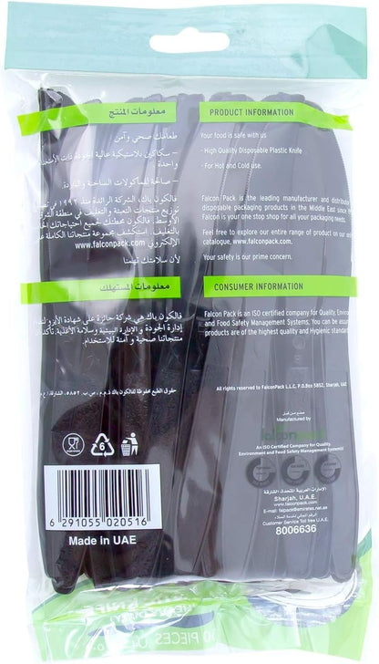 Falcon Black Plastic Knife, 1 Pack x 50 Pieces