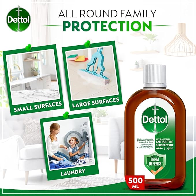 Dettol Antiseptic Antibacterial Disinfectant Liquid for Floor Cleaning, Bathing & Laundry, 500ml + 125ml