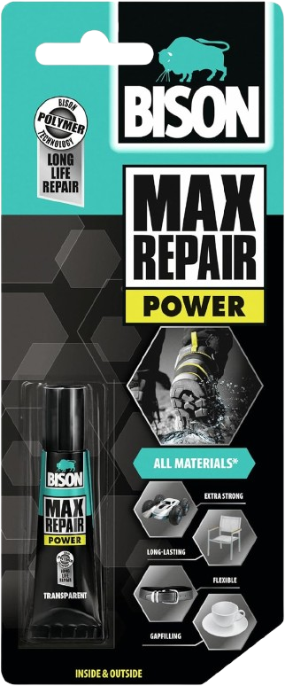 Bison Max Repair Power - 8g, Extra Strong And Repair Glue For Almost All Repairs, Indoors And Outdoors, Transparent