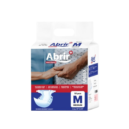 Abrir+ Adult Diapers - Medium, 10 Diapers