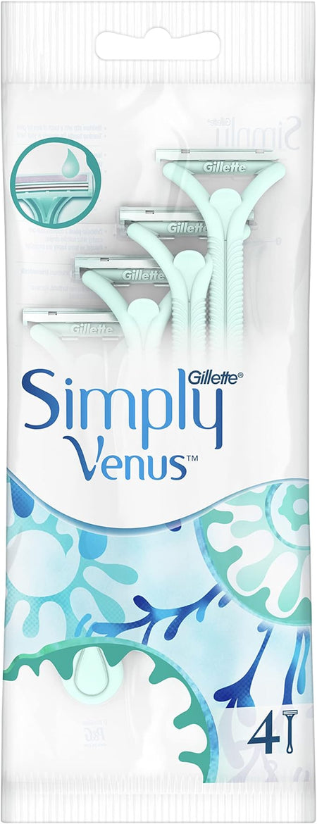 Gillette Simply Venus 2 Blade Razors with Aloe, 4 Pieces