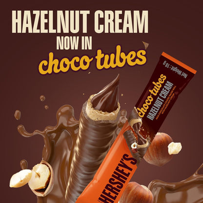 Hershey's Choco Tubes Wafer Roll with Milk Chocolate & Hazelnut Cream, 18g