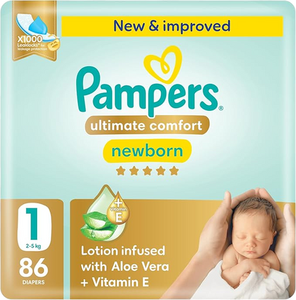 Pampers Ultimate Comfort Taped Baby Diapers, Size 1, 2-5kg, 50 Pieces