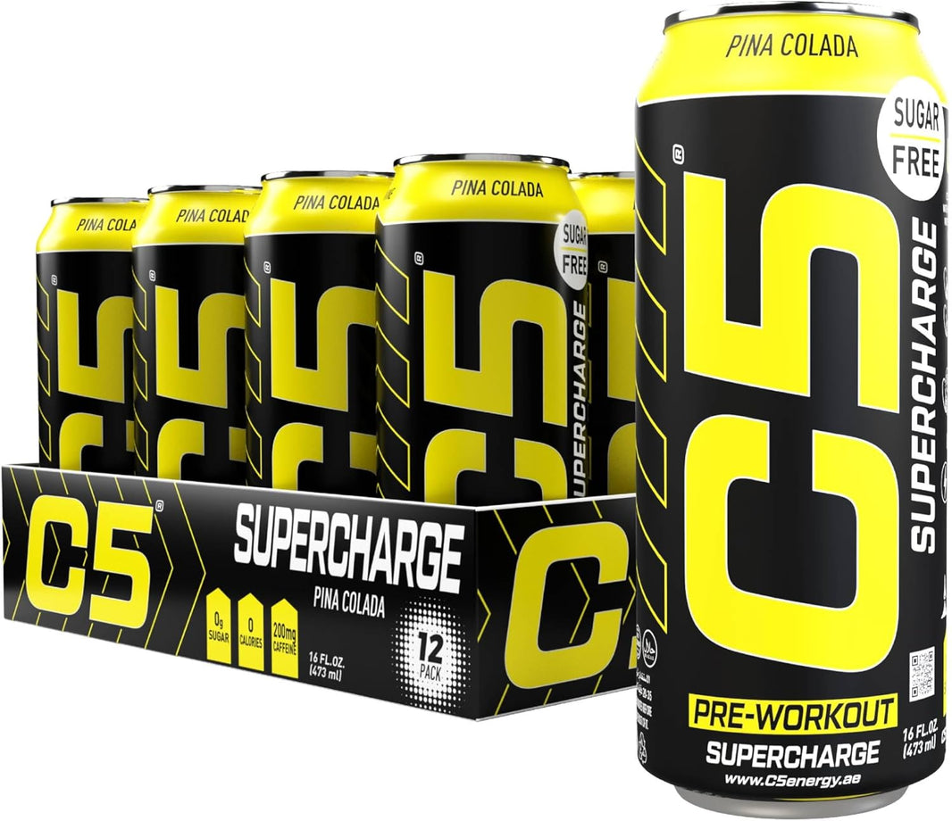C5 Supercharge Pre-Workout Drink Pina Colada Flavor, 473ml