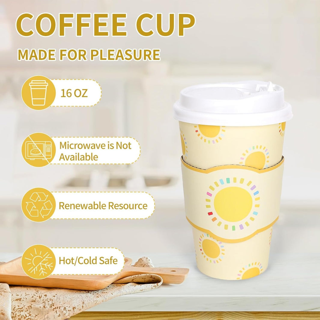Sunny Paper Cups with Lid, 50 Pieces