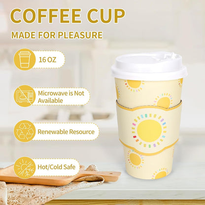 Sunny Paper Cups with Lid, 50 Pieces