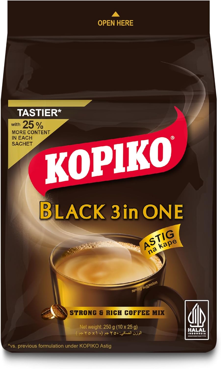 Kopiko 3in1 Instant Black Coffee Sachets, 10x25g