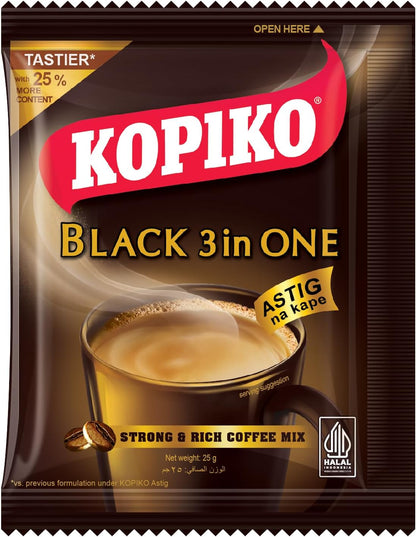 Kopiko 3in1 Instant Black Coffee Sachets, 10x25g
