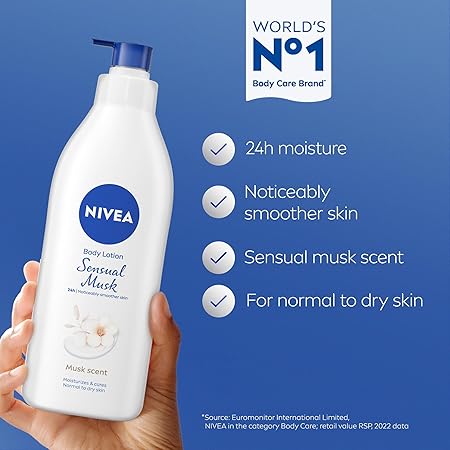 Nivea Sensual Musk Scent Body Lotion Moisturizer for Normal to Dry Skin, 400ml