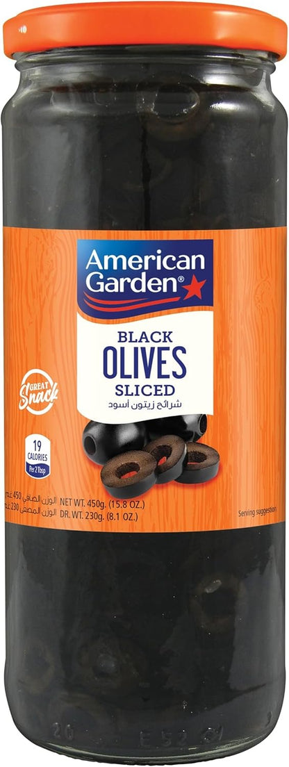 American Garden Sliced Black Olives, 450g