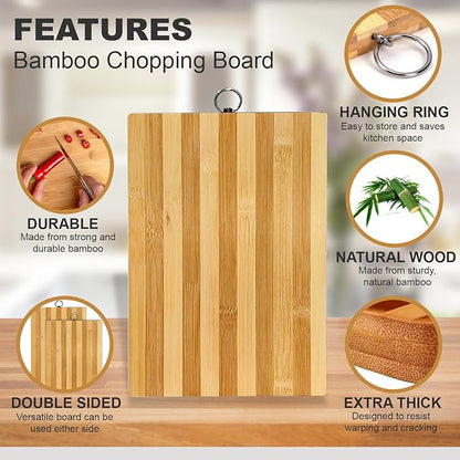 Golden Bamboo Chopping Board - 50cm x 35cm, Made from Strong and Durable Bamboo, Wooden Cutting Board for Kitchens, Meat, Vegetables and Bread, Serving Tray, Kitchen Utensil Accessory