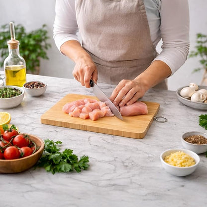 Golden Bamboo Chopping Board - 50cm x 35cm, Made from Strong and Durable Bamboo, Wooden Cutting Board for Kitchens, Meat, Vegetables and Bread, Serving Tray, Kitchen Utensil Accessory