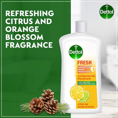 Dettol Citrus & Orange Blossom Antibacterial Handwash Pump, 2x200ml