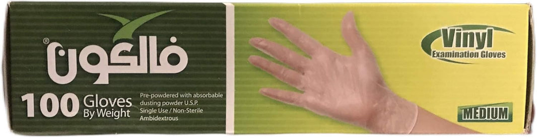 Falcon Hypoallergenic Large Vinyl Examination Gloves, 100 Pieces