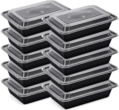 Fijipack Black RE28 Microwavable Containers with Lids, 5 Pieces