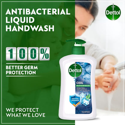 Dettol Cool Mint & Bergamot Antibacterial Handwash Pump, 2x200ml