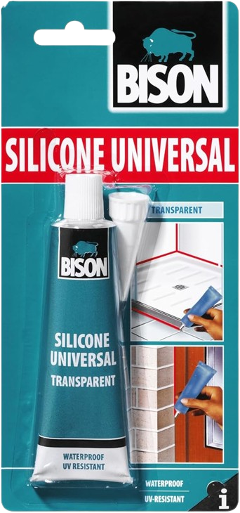 BISON Silicone Universal Easy to Use Sealant Tube, Transparent - 60ml