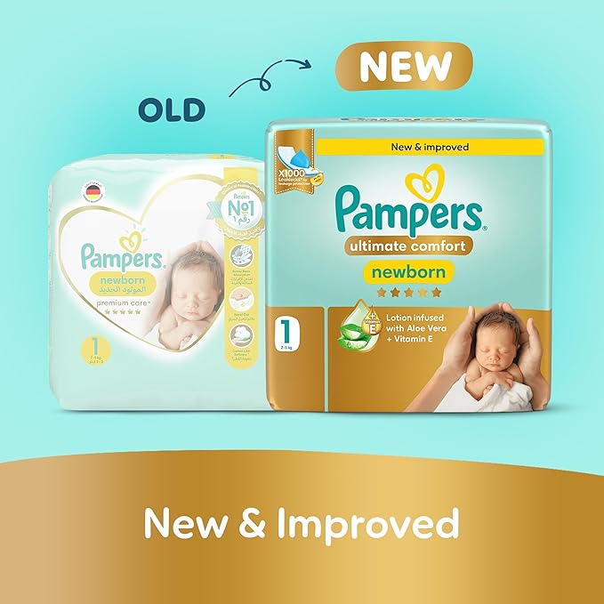 Pampers Ultimate Comfort Taped Baby Diapers, Size 1, 2-5kg, 50 Pieces
