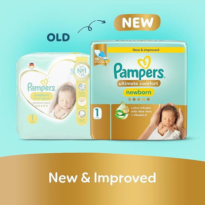 Pampers Ultimate Comfort Taped Baby Diapers, Size 1, 2-5kg, 50 Pieces