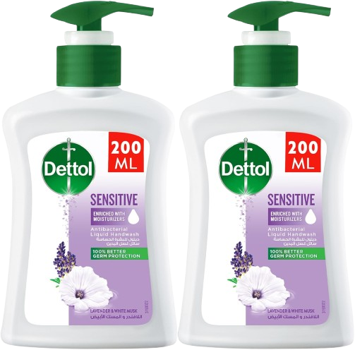 Dettol Lavender & White Musk Scent Sensitive Liquid Handwash, 2x200ml