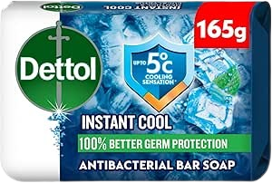 Dettol Instant Cool Anti Bacterial Soap Bar, 4x165g