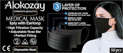 Alokozay Face Mask 3 Ply, 50 Pieces