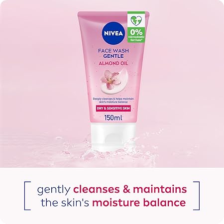 NIVEA Gentle Face Wash with Almond Oil for Dry & Sensitive Skin, 150ml