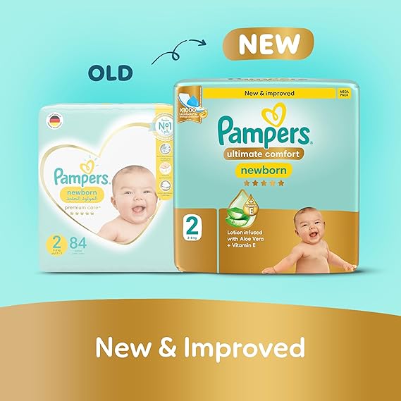 Pampers Ultimate Comfort Taped Baby Diapers, Size 2, 3-8kg, 46 Pieces